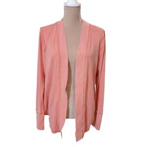 Talbots Petites Coral Pink Open Front Cardigan Sweater Women's Size L